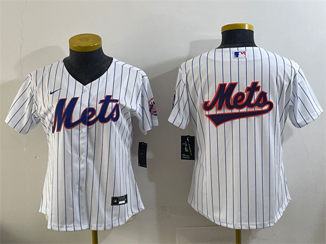 Women's New York Mets Team Big Logo White Cool Base Stitched Baseball Jersey(Run Small) 1 Women's New York Mets Team Big Logo White Cool Base Stitched Baseball Jersey(Run Small) 1