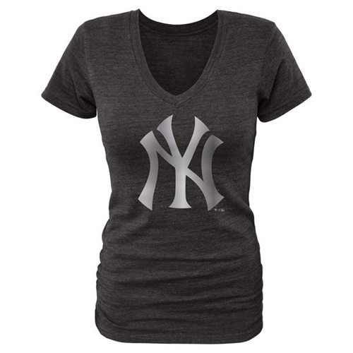 Women's New York Yankees Fanatics Apparel Platinum Collection V-Neck Tri-Blend T-Shirt Black Women's New York Yankees Fanatics Apparel Platinum Collection V-Neck Tri-Blend T-Shirt Black