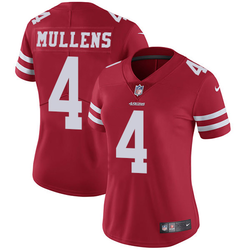 Women's Nike 49ers #4 Nick Mullens Red Team Color Women's Stitched NFL Vapor Untouchable Limited Jersey