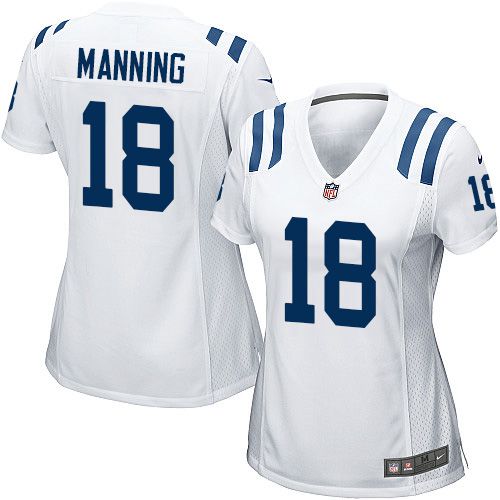 Women's Nike Colts #18 Peyton Manning White Stitched NFL Elite Jersey