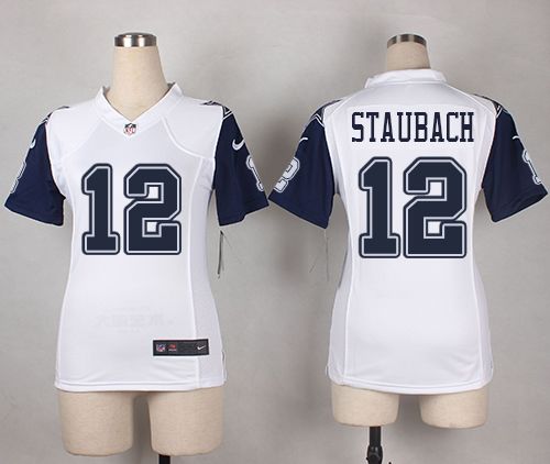 Women's Nike Cowboys #12 Roger Staubach White  Stitched NFL Elite Rush Jersey