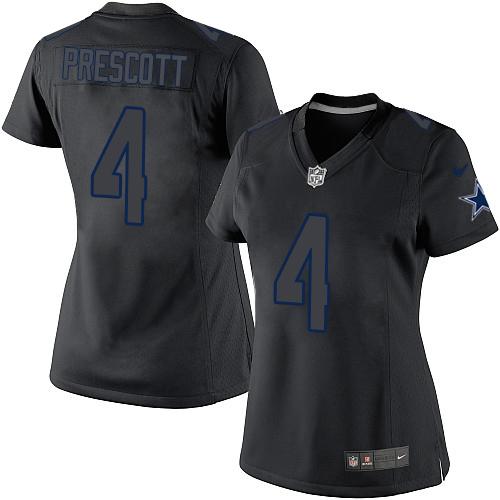 Women's Nike Cowboys #4 Dak Prescott Black Impact Stitched NFL Limited Jersey