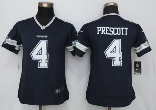 Women's Nike Cowboys #4 Dak Prescott Navy Blue Team Color Stitched NFL Limited Jersey