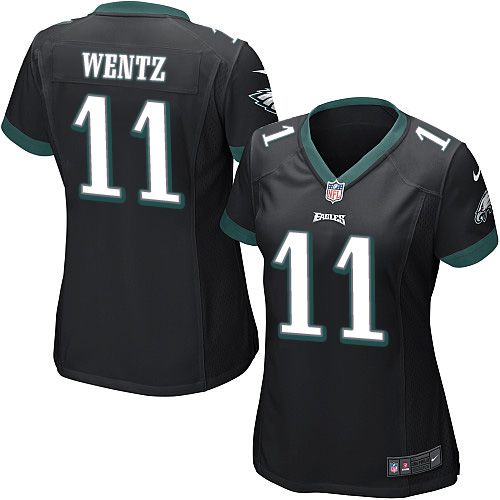Women's Nike Eagles #11 Carson Wentz Black Alternate Stitched NFL New Elite Jersey