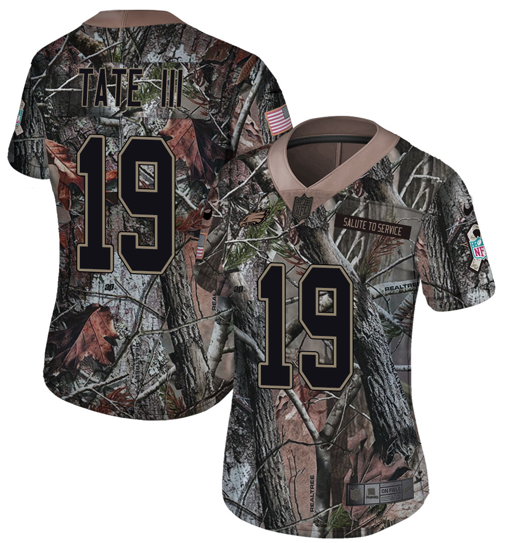 Women's Nike Eagles #19 Golden Tate III Camo Women's Stitched NFL Limited Rush Realtree Jersey