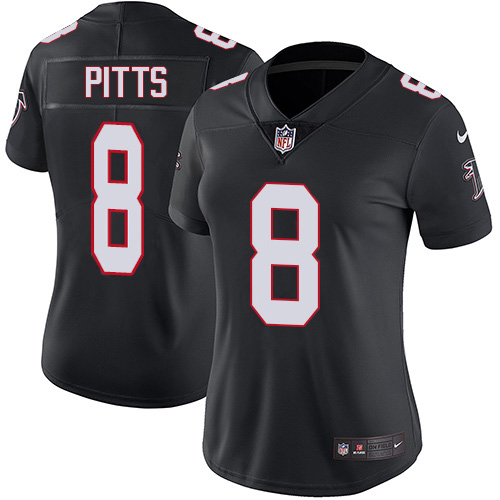 Women's Nike Falcons #8 Kyle Pitts Black Alternate Women's Stitched NFL Vapor Untouchable Limited Jersey Women's Nike Falcons #8 Kyle Pitts Black Alternate Women's Stitched NFL Vapor Untouchable Limited Jersey