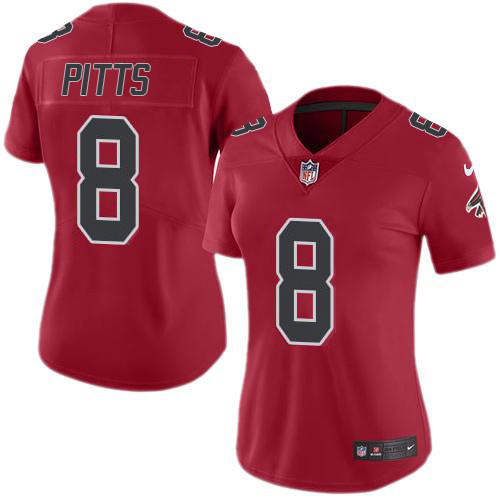 Women's Nike Falcons #8 Kyle Pitts Red Women's Stitched NFL Limited Rush Jersey Women's Nike Falcons #8 Kyle Pitts Red Women's Stitched NFL Limited Rush Jersey
