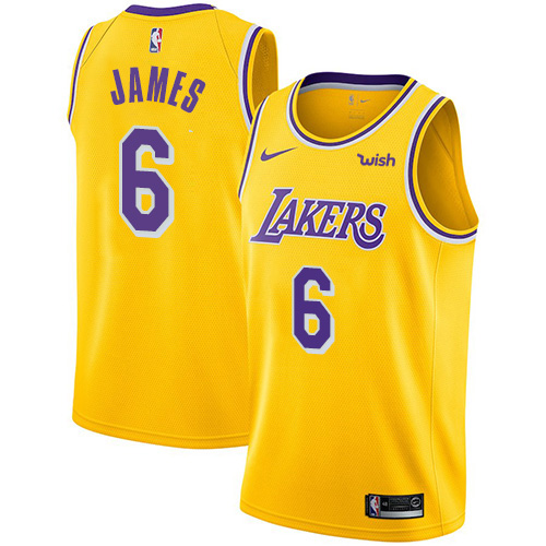 Women's Nike Lakers #6 LeBron James Gold Women's NBA Swingman Icon Edition Jersey