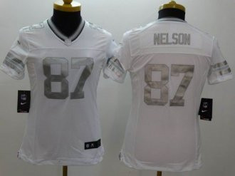 Women's Nike Packers #87 Jordy Nelson White NFL Limited Platinum Jersey