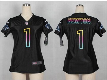 Women's Nike Panthers #1 Cam Newton Black NFL Fashion Game Jersey