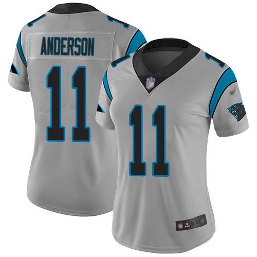Women's Nike Panthers #11 Robby Anderson Silver Women's Stitched NFL Limited Inverted Legend Jersey Women's Nike Panthers #11 Robby Anderson Silver Women's Stitched NFL Limited Inverted Legend Jersey