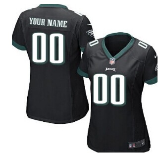Women's Nike Philadelphia Eagles Customized Black Jersey Women's Nike Philadelphia Eagles Customized Black Jersey