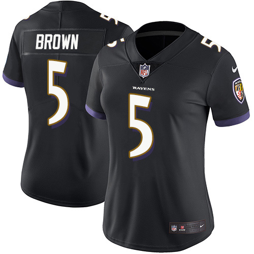 Women's Nike Ravens #5 Marquise Brown Black Alternate Women's Stitched NFL Vapor Untouchable Limited Jersey Women's Nike Ravens #5 Marquise Brown Black Alternate Women's Stitched NFL Vapor Untouchable Limited Jersey