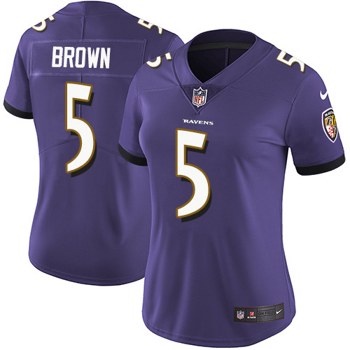Women's Nike Ravens #5 Marquise Brown Purple Team Color Women's Stitched NFL Vapor Untouchable Limited Jersey Women's Nike Ravens #5 Marquise Brown Purple Team Color Women's Stitched NFL Vapor Untouchable Limited Jersey