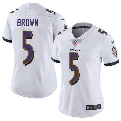 Women's Nike Ravens #5 Marquise Brown White Women's Stitched NFL Vapor Untouchable Limited Jersey Women's Nike Ravens #5 Marquise Brown White Women's Stitched NFL Vapor Untouchable Limited Jersey