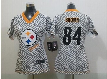 Women's Nike Steelers #84 Antonio Brown Zebra NFL Elite Jersey