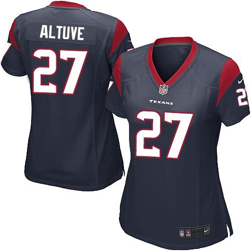 Women's Nike Texans #27 Jose Altuve Navy Blue Team Color Stitched NFL Elite Jersey