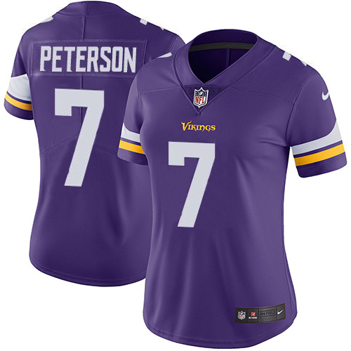 Women's Nike Vikings #7 Patrick Peterson Purple Team Color Women's Stitched NFL Vapor Untouchable Limited Jersey Women's Nike Vikings #7 Patrick Peterson Purple Team Color Women's Stitched NFL Vapor Untouchable Limited Jersey