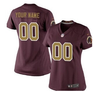 Women's Nike Washington Redskins Customized Red With Gold Limited Jersey Women's Nike Washington Redskins Customized Red With Gold Limited Jersey