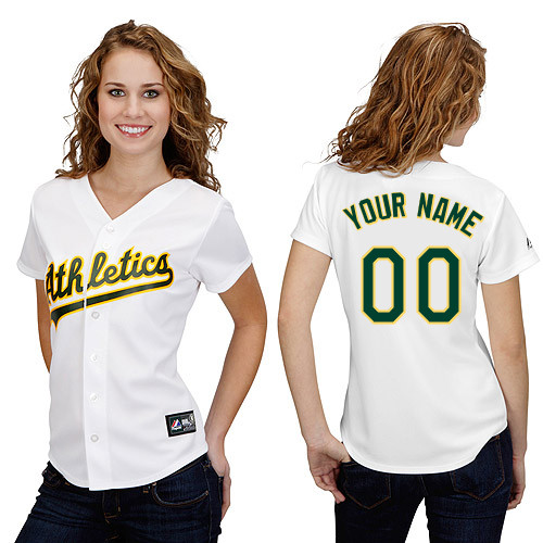 Women's Oakland Athletics Customized White Jersey Women's Oakland Athletics Customized White Jersey