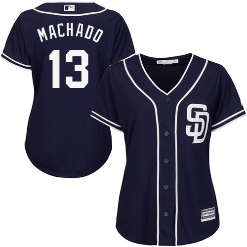 Women's Padres #13 Manny Machado Navy Blue Alternate Women's Stitched Baseball Jersey