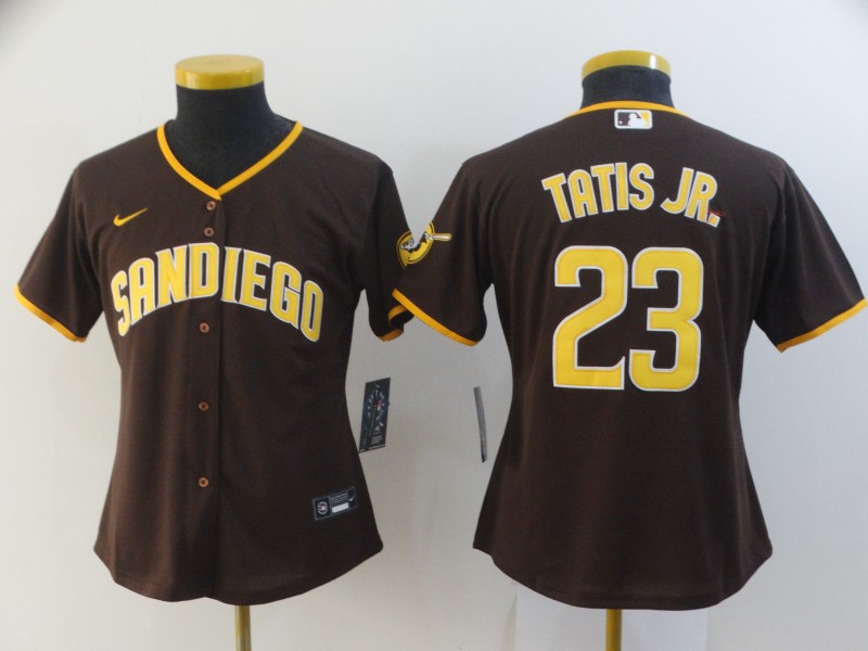 Women's Padres 23 Fernando Tatis Jr. Brown Nike Cool Base Jersey