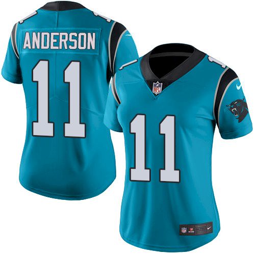 Women's Panthers #11 Robby Anderson Blue Women's Stitched Limited Rush Jersey Women's Panthers #11 Robby Anderson Blue Women's Stitched Limited Rush Jersey