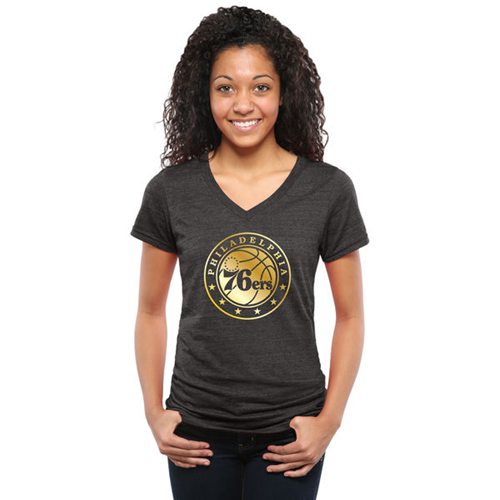 Women's Philadelphia 76ers Gold Collection V-Neck Tri-Blend T-Shirt