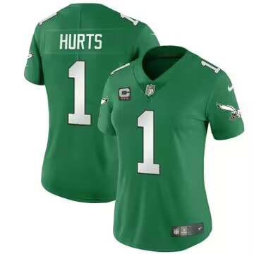 Women's Philadelphia Eagles #1 Jalen Hurts Green Gold Vapor Limited Stitched Football Jersey Women's Philadelphia Eagles #1 Jalen Hurts Green Gold Vapor Limited Stitched Football Jersey