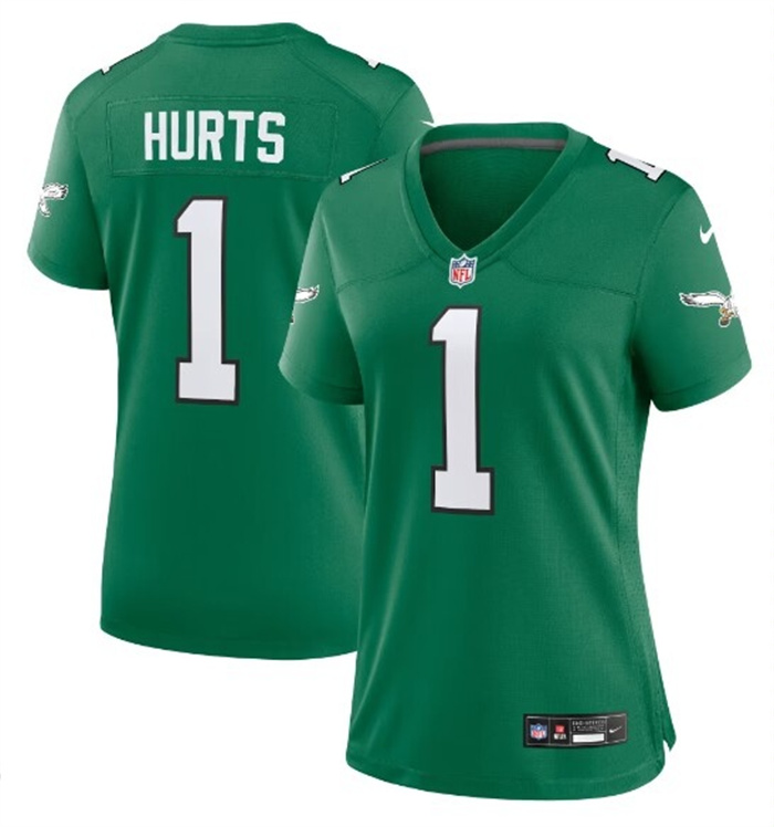 Women's Philadelphia Eagles #1 Jalen Hurts Kelly Green Stitched Football Jersey(Run Small) Women's Philadelphia Eagles #1 Jalen Hurts Kelly Green Stitched Football Jersey(Run Small)