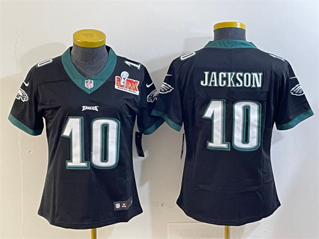 Women's Philadelphia Eagles #10 DeSean Jackson Black 2025 Super Bowl LIX Patch Vapor Untouchable Limited Stitched Football Jersey(Run Small) Women's Philadelphia Eagles #10 DeSean Jackson Black 2025 Super Bowl LIX Patch Vapor Untouchable Limited Stitched Football Jersey(Run Small)