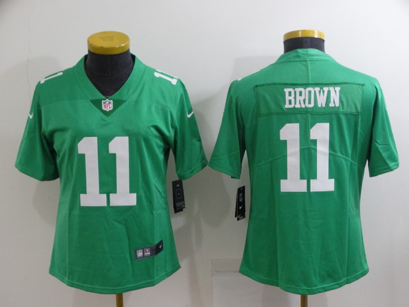 Women's Philadelphia Eagles #11 A. J. Brown Green Vapor Untouchable Limited Stitched Football Jersey(Run Small) Women's Philadelphia Eagles #11 A. J. Brown Green Vapor Untouchable Limited Stitched Football Jersey(Run Small)