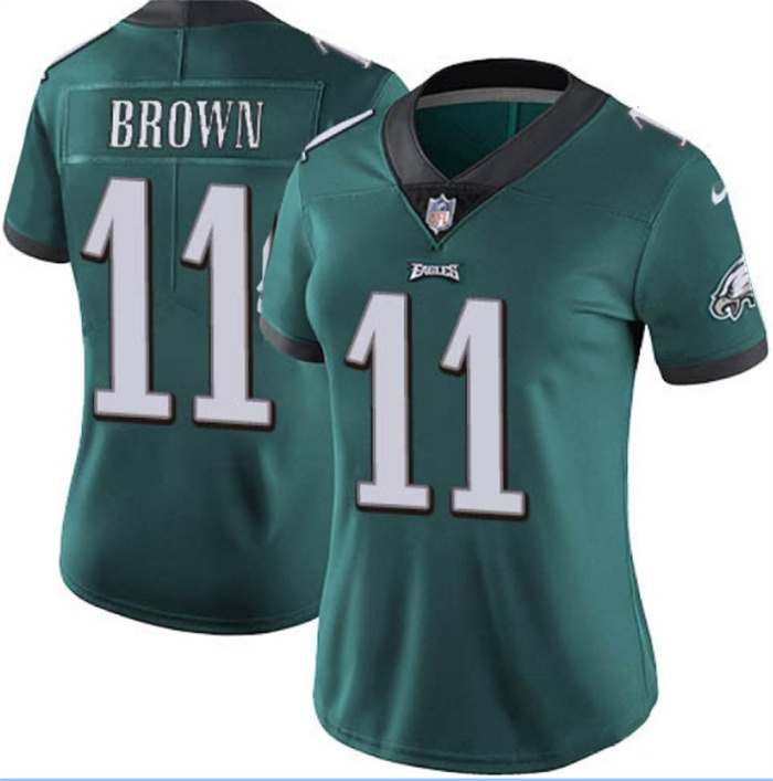 Women's Philadelphia Eagles #11 A.J. Brown Green Vapor Untouchable Limited Stitched Football Jersey(Run Small) Women's Philadelphia Eagles #11 A.J. Brown Green Vapor Untouchable Limited Stitched Football Jersey(Run Small)
