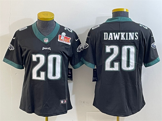 Women's Philadelphia Eagles #20 Brian Dawkins Black 2025 Super Bowl LIX Patch Vapor Untouchable Limited Stitched Football Jersey(Run Small) Women's Philadelphia Eagles #20 Brian Dawkins Black 2025 Super Bowl LIX Patch Vapor Untouchable Limited Stitched Football Jersey(Run Small)
