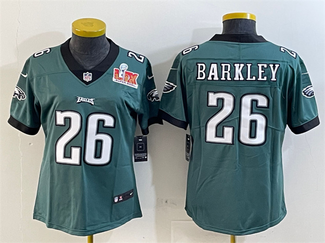 Women's Philadelphia Eagles #26 Saquon Barkley Green 2025 Super Bowl LIX Patch Vapor Untouchable Limited Stitched Football Jersey(Run Small) Women's Philadelphia Eagles #26 Saquon Barkley Green 2025 Super Bowl LIX Patch Vapor Untouchable Limited Stitched Football Jersey(Run Small)