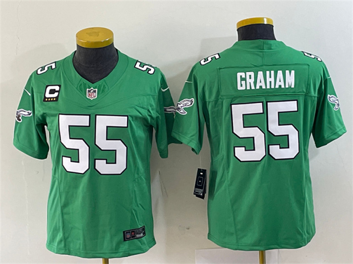 Women's Philadelphia Eagles #55 Brandon Graham Green 2023 F.U.S.E. With C Patch Stitched Football Jersey(Run Small) Women's Philadelphia Eagles #55 Brandon Graham Green 2023 F.U.S.E. With C Patch Stitched Football Jersey(Run Small)