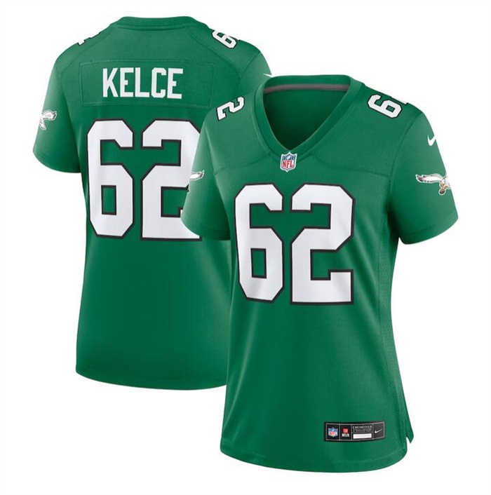 Women's Philadelphia Eagles #62 Jason Kelce Green Stitched Football Jersey(Run Small) Women's Philadelphia Eagles #62 Jason Kelce Green Stitched Football Jersey(Run Small)
