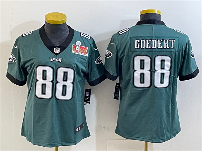 Women's Philadelphia Eagles #88 Dallas Goedert Green 2025 Super Bowl LIX Patch Vapor Untouchable Limited Stitched Football Jersey(Run Small) Women's Philadelphia Eagles #88 Dallas Goedert Green 2025 Super Bowl LIX Patch Vapor Untouchable Limited Stitched Football Jersey(Run Small)