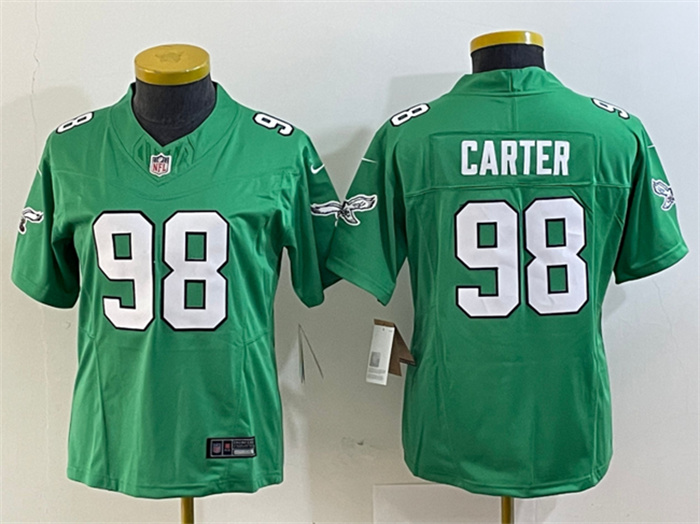 Women's Philadelphia Eagles #98 Jalen Carter Green 2023 F.U.S.E. Stitched Football Jersey(Run Small) Women's Philadelphia Eagles #98 Jalen Carter Green 2023 F.U.S.E. Stitched Football Jersey(Run Small)