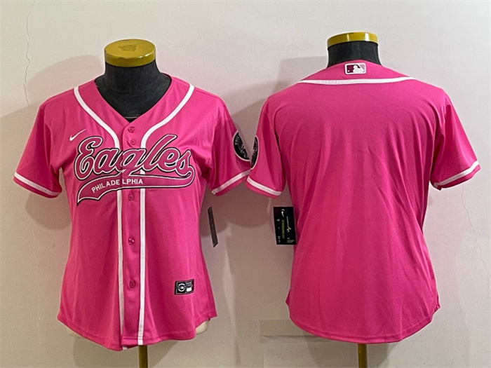 Women's Philadelphia Eagles Blank Pink With Patch Cool Base Stitched Baseball Jersey(Run Small) Women's Philadelphia Eagles Blank Pink With Patch Cool Base Stitched Baseball Jersey(Run Small)