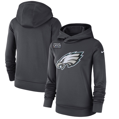 Women's Philadelphia Eagles Nike Anthracite Crucial Catch Performance Pullover Hoodie Women's Philadelphia Eagles Nike Anthracite Crucial Catch Performance Pullover Hoodie