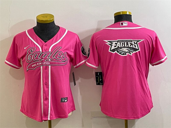 Women's Philadelphia Eagles Pink Team Big Logo With Patch Cool Base Stitched Baseball Jersey(Run Small) Women's Philadelphia Eagles Pink Team Big Logo With Patch Cool Base Stitched Baseball Jersey(Run Small)