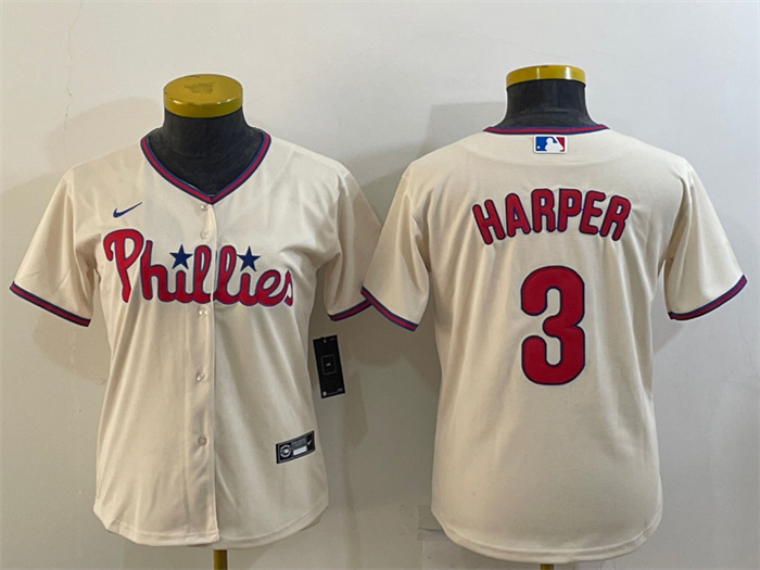 Women's Philadelphia Phillies #3 Bryce Harper Cream Cool Base Stitched Baseball Jersey(Run Small) Women's Philadelphia Phillies #3 Bryce Harper Cream Cool Base Stitched Baseball Jersey(Run Small)