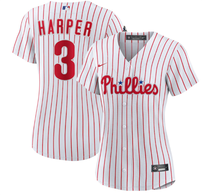 Women's Philadelphia Phillies #3 Bryce Harper White Stitched Baseball Jersey(Run Small) Women's Philadelphia Phillies #3 Bryce Harper White Stitched Baseball Jersey(Run Small)