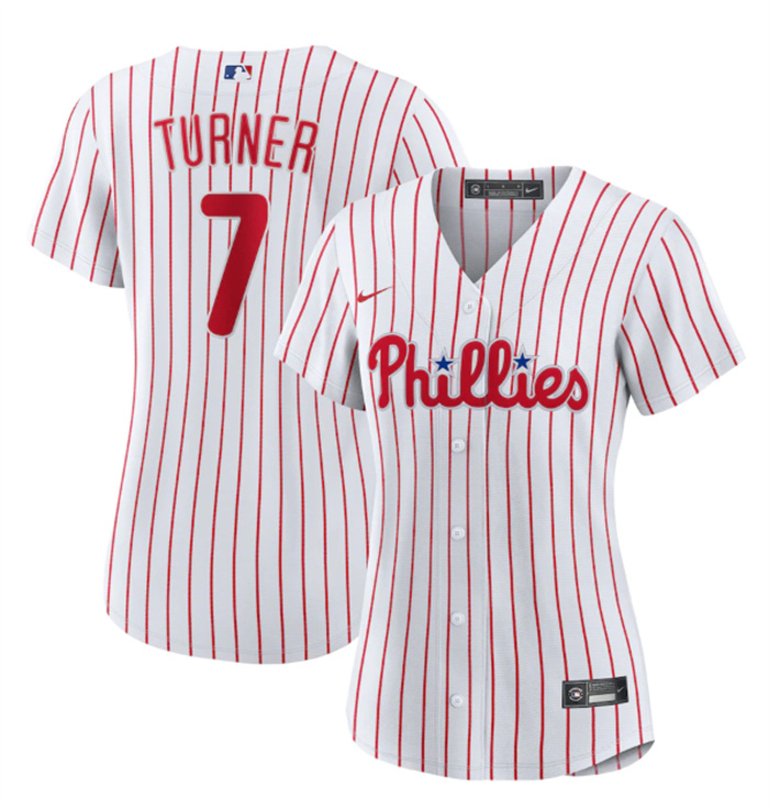Women's Philadelphia Phillies #7 Trea Turner White Stitched Baseball Jersey(Run Small) Women's Philadelphia Phillies #7 Trea Turner White Stitched Baseball Jersey(Run Small)