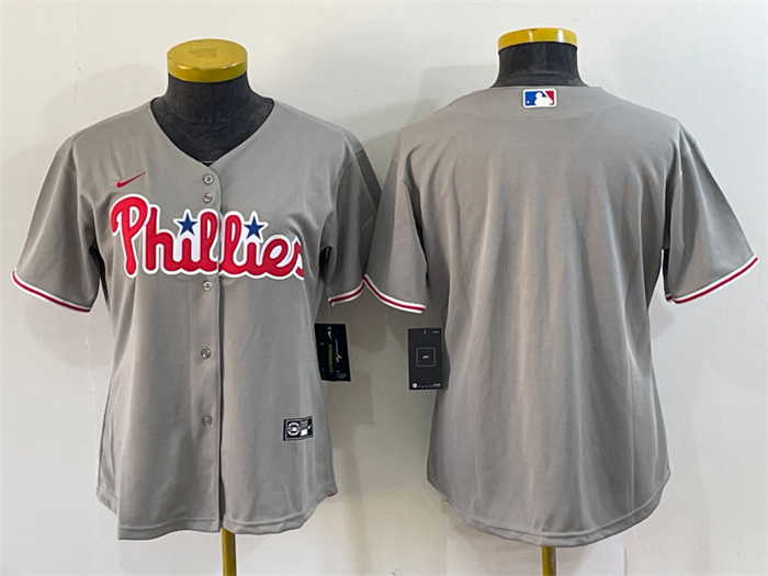 Women's Philadelphia Phillies Blank Gray Cool Base Stitched Baseball Jersey(Run Small) Women's Philadelphia Phillies Blank Gray Cool Base Stitched Baseball Jersey(Run Small)