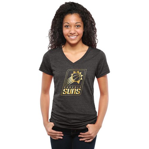 Women's Phoenix Suns Gold Collection V-Neck Tri-Blend T-Shirt Black Women's Phoenix Suns Gold Collection V-Neck Tri-Blend T-Shirt Black