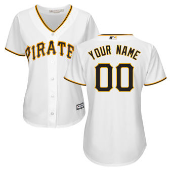 Women's Pirates Customized White Stitched MLB Jersey Women's Pirates Customized White Stitched MLB Jersey