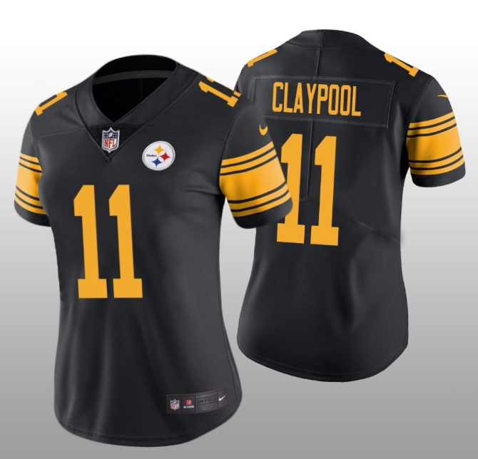 Women's Pittsburgh Steelers #11 Chase Claypool Black Color Rush Limited Stitched NFL Jersey Women's Pittsburgh Steelers #11 Chase Claypool Black Color Rush Limited Stitched NFL Jersey