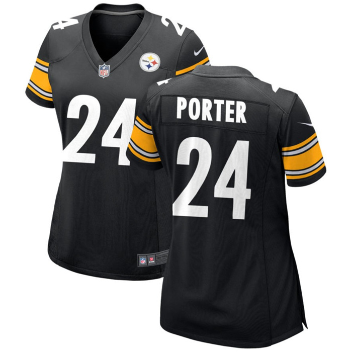 Women's Pittsburgh Steelers #24 Joey Porter Jr. Black 2023 Draft Stitched Game Jersey(Run Small) Women's Pittsburgh Steelers #24 Joey Porter Jr. Black 2023 Draft Stitched Game Jersey(Run Small)